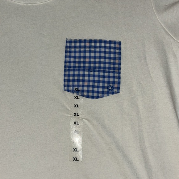 NWT Columbia pocket tshirt. White with blue/peach. XL. - Picture 10 of 15